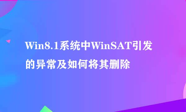 Win8.1系统中WinSAT引发的异常及如何将其删除