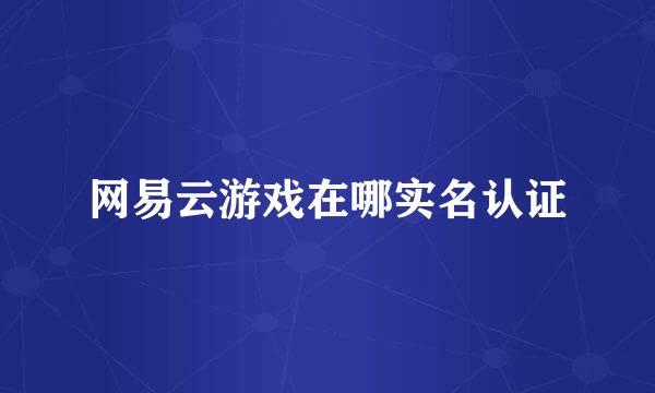 网易云游戏在哪实名认证