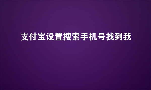支付宝设置搜索手机号找到我