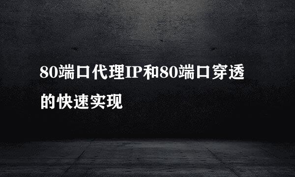 80端口代理IP和80端口穿透的快速实现