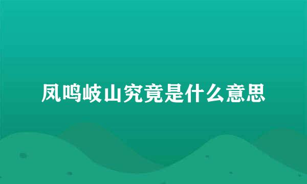 凤鸣岐山究竟是什么意思
