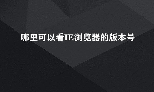 哪里可以看IE浏览器的版本号
