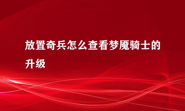 放置奇兵怎么查看梦魇骑士的升级
