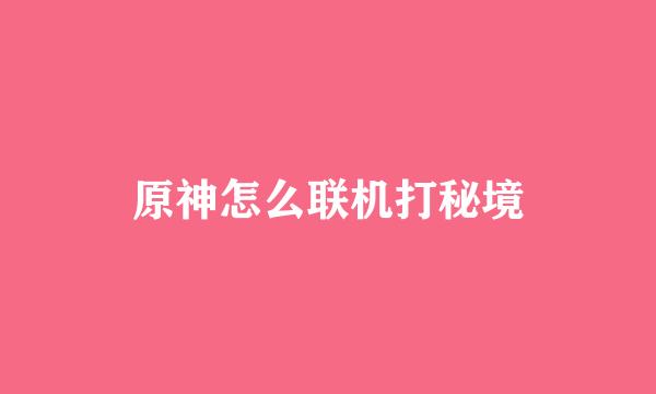原神怎么联机打秘境