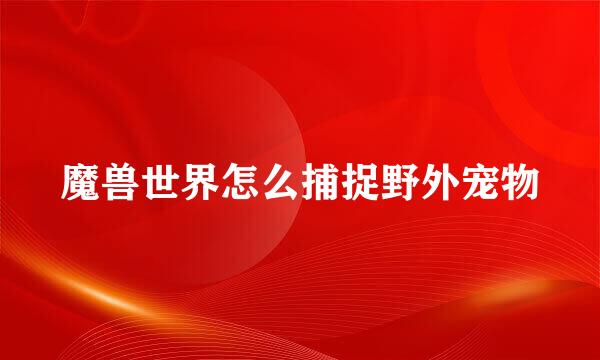 魔兽世界怎么捕捉野外宠物