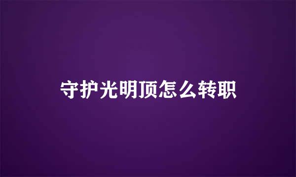 守护光明顶怎么转职