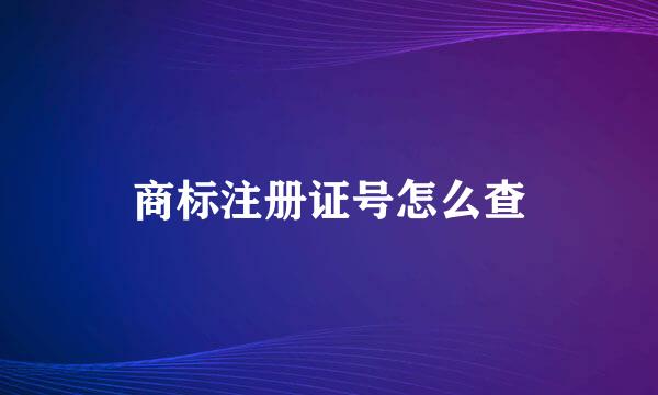 商标注册证号怎么查