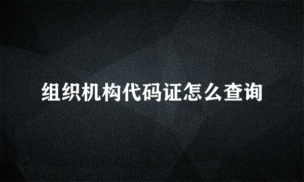 组织机构代码证怎么查询