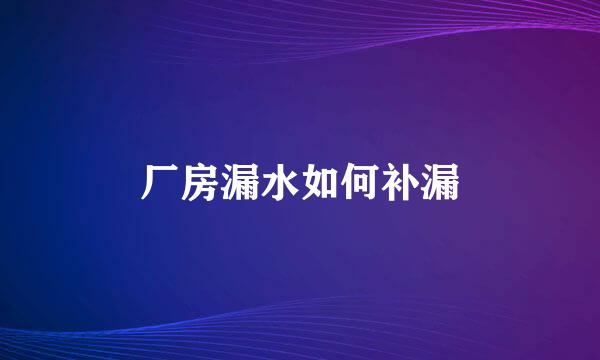 厂房漏水如何补漏