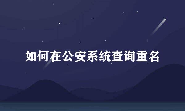 如何在公安系统查询重名