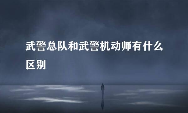 武警总队和武警机动师有什么区别