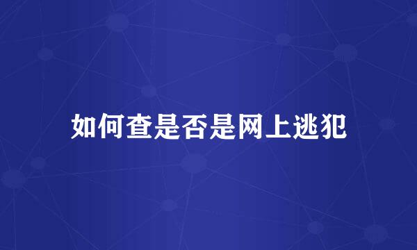 如何查是否是网上逃犯
