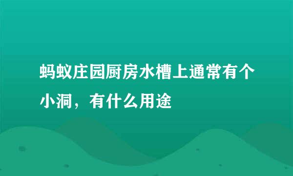 蚂蚁庄园厨房水槽上通常有个小洞，有什么用途