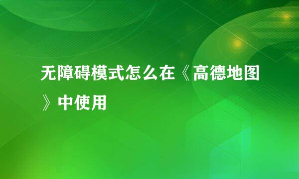 无障碍模式怎么在《高德地图》中使用