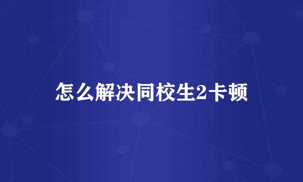 怎么解决同校生2卡顿