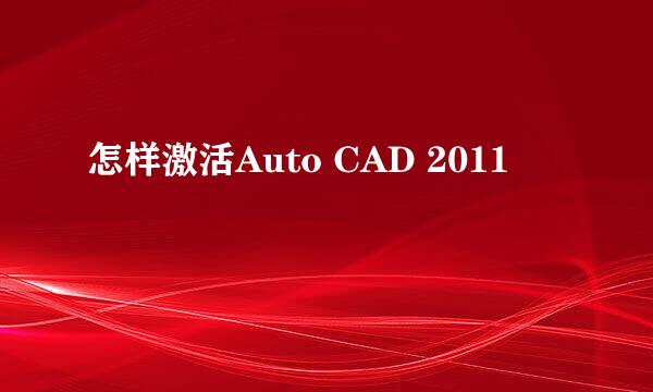 怎样激活Auto CAD 2011
