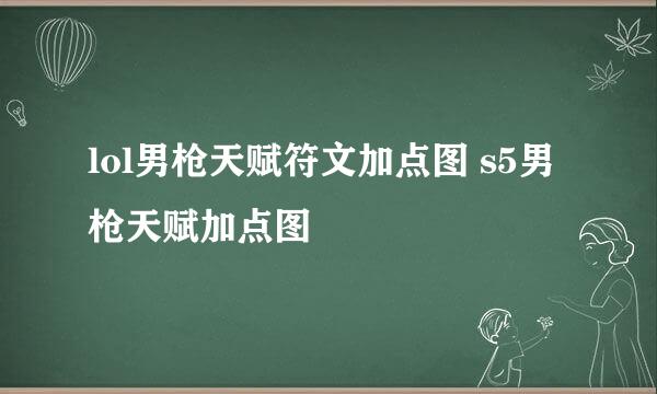 lol男枪天赋符文加点图 s5男枪天赋加点图