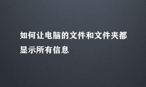 如何让电脑的文件和文件夹都显示所有信息