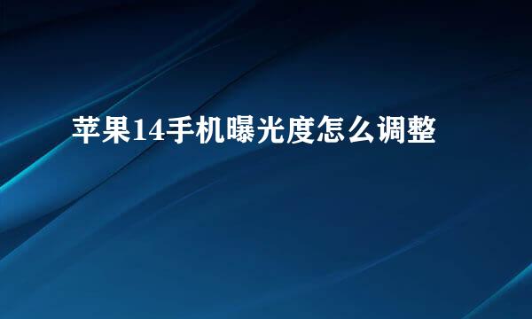 苹果14手机曝光度怎么调整