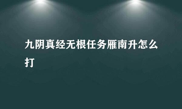 九阴真经无根任务雁南升怎么打