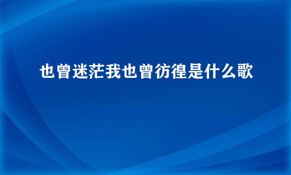 也曾迷茫我也曾彷徨是什么歌