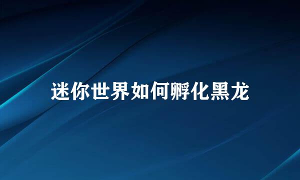 迷你世界如何孵化黑龙