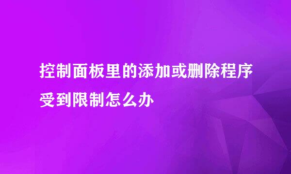 控制面板里的添加或删除程序受到限制怎么办