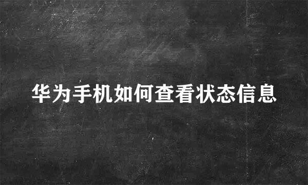 华为手机如何查看状态信息