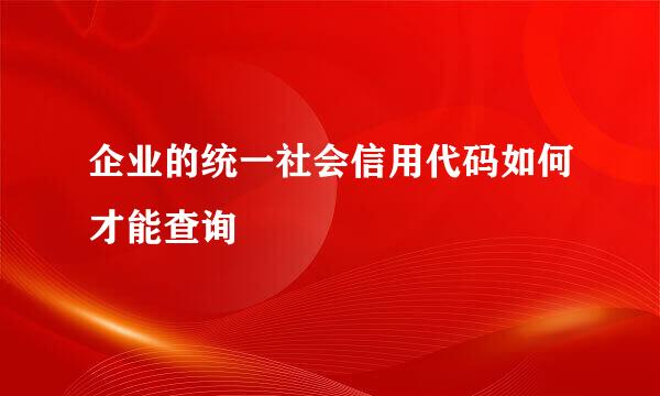 企业的统一社会信用代码如何才能查询