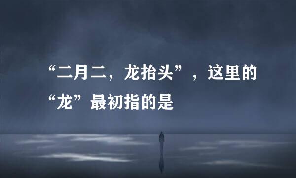 “二月二，龙抬头”，这里的“龙”最初指的是