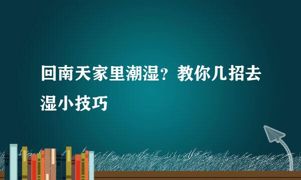 回南天家里潮湿？教你几招去湿小技巧