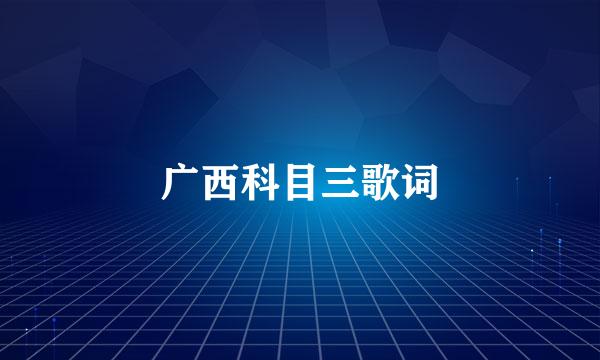 广西科目三歌词