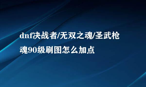 dnf决战者/无双之魂/圣武枪魂90级刷图怎么加点