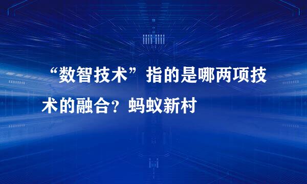 “数智技术”指的是哪两项技术的融合？蚂蚁新村