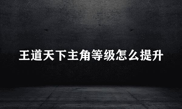 王道天下主角等级怎么提升