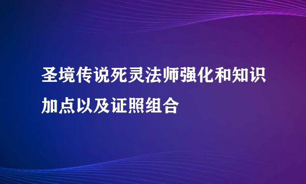 圣境传说死灵法师强化和知识加点以及证照组合