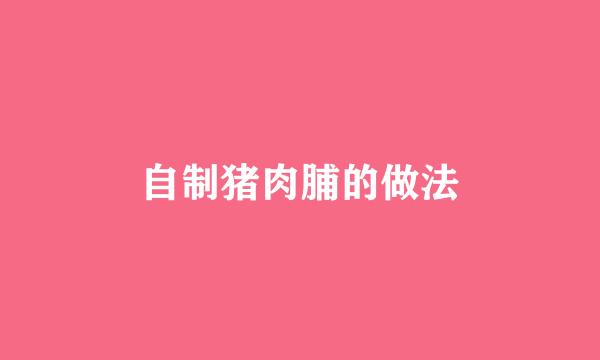 自制猪肉脯的做法