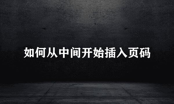 如何从中间开始插入页码