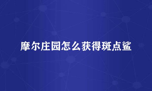 摩尔庄园怎么获得斑点鲨