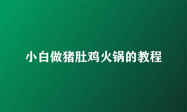 小白做猪肚鸡火锅的教程