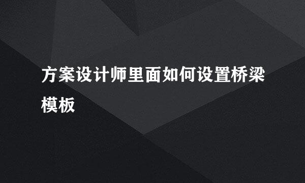 方案设计师里面如何设置桥梁模板