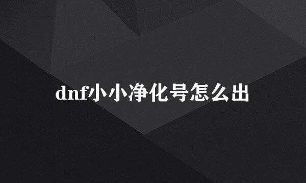 dnf小小净化号怎么出