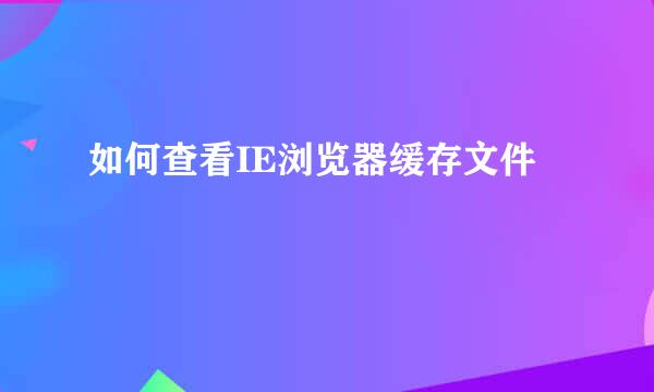 如何查看IE浏览器缓存文件
