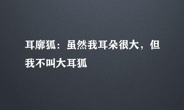 耳廓狐：虽然我耳朵很大，但我不叫大耳狐
