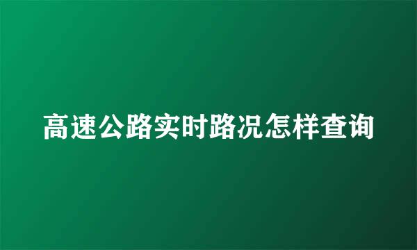 高速公路实时路况怎样查询