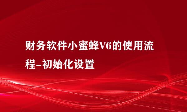 财务软件小蜜蜂V6的使用流程-初始化设置