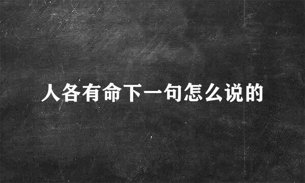 人各有命下一句怎么说的