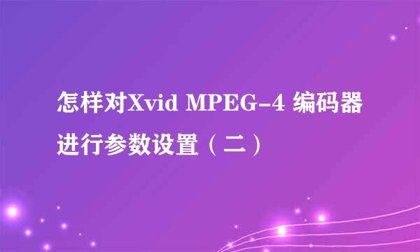 怎样对Xvid MPEG-4 编码器进行参数设置（二）