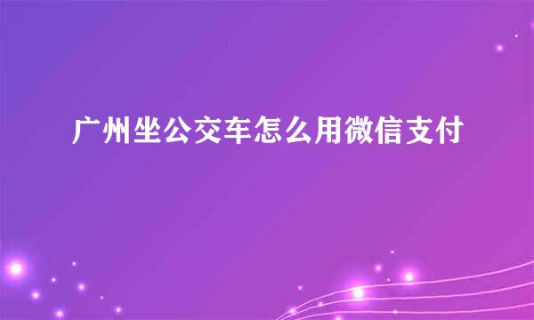 广州坐公交车怎么用微信支付