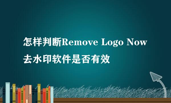 怎样判断Remove Logo Now去水印软件是否有效